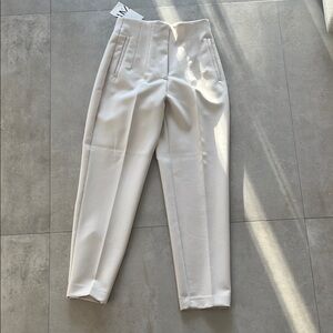 Elegant Cream High-Waisted Trousers